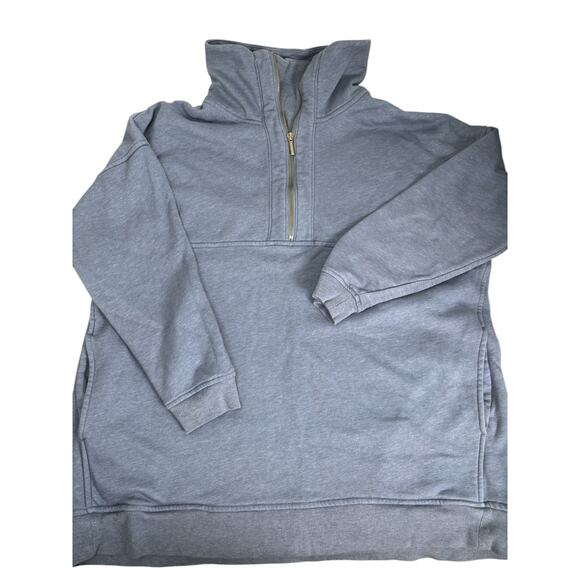Old Navy Half-Zip Pullover Oversized Sweatshirt Heather Blue Athleisure Size L - Picture 2 of 7